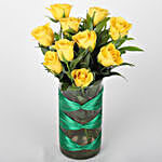 Yellow Roses Vase & Dairy Milk Silk Combo