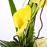 Yellow Calla Lilies Arrangement in Black Mug