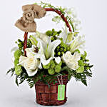 Basket of Mixed White Flowers