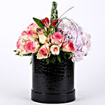 Mixed Roses & Alstroemeria in Black Box