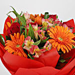 Orange Gerberas & Red Roses Bouquet
