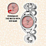 Personalised Steel Silver & Pink Watch