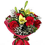 Red Roses & Yellow Lilies Bouquet