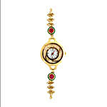 Classy Gold Plated Watch with Red Stones