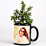 Jade Plant In Personalised Mug Black