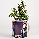 White Personalised Mug With Jade Plant