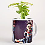 White Personalised Mug With Syngonium Plant