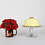 15 Red Roses Picture Mug Butterscotch Cake