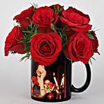 15 Red Roses Picture Mug Butterscotch Cake