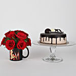 15 Red Roses Picture Mug Chocolate Cake