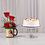 Red Roses Mug Pineapple Cake Combo