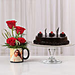 Red Roses Mug Truffle Cake Combo