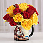 Red & Yellow Roses in Personalised Mug
