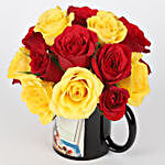 Red & Yellow Roses in Personalised Mug