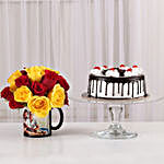 Red Yellow Roses Picture Mug Black Forest Cake