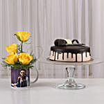 Yellow Roses Picture Mug Chocolate Cake