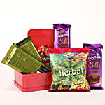 Box of Herbal Gulal & Cadbury Chocolates
