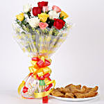 Mixed Roses Bouquet With 1 Kg Gujia