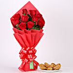Red Roses Bouquet & Half Kg Gujia Combo