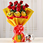 Chocolaty Red Roses Picture Mug Combo
