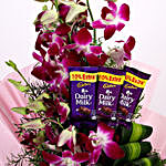 Posy of Purple Orchids & Dairy Milk