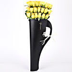 Yellow Roses In FNP Black Sleeve
