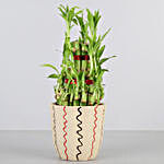 3 Layer Bamboo In Abstract Pattern Ceramic Pot