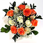 White & Orange Roses Bouquet
