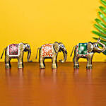 Antique Multicoloured Elephant Figurine Set