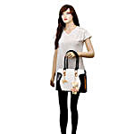 LaFille Teddy Keychain Handbag Set- Black & White