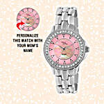 Personalised Silver & Pink Watch For Her