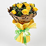 Bright 10 Imported Yellow Roses Bouquet