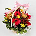 Colourful Basket of 17 Mixed Exotic Flowers