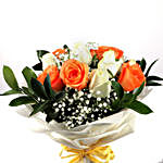 White & Orange Roses Bouquet