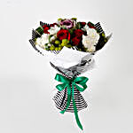 Red Roses Green Button Flowers Stylish Bouquet