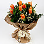 10 Imported Peach Tulips 2 Limoniums Premium Bouquet