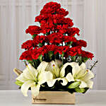 Red Carnations & Lilies Exotic Arrangement