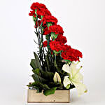 Red Carnations & Lilies Exotic Arrangement