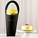 10 Yellow Carnations & Butterscotch Cake Combo