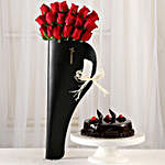 20 Red Roses & Truffle Cake Combo