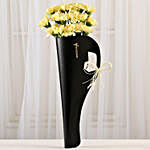 20 Yellow Carnations In FNP Black Sleeve