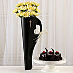 20 Yellow Carnations & Truffle Cake Combo