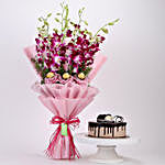 Chocolaty Orchids Bouquet & Chocolate Cake