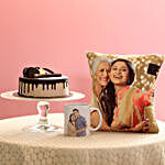 Picture Cushion & Mug With Chocolate Cake For Mom