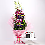 Purple Orchids Posy & Black Forest Cake