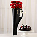 Red Carnations & Truffle Cake Combo