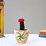 Red Moon Cactus In Decorative Ceramic Pot