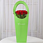 Red Roses in Green Sleeve Bag