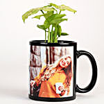 Black Personalised Mug With Syngonium Plant
