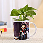 White Personalised Mug With Money Plant